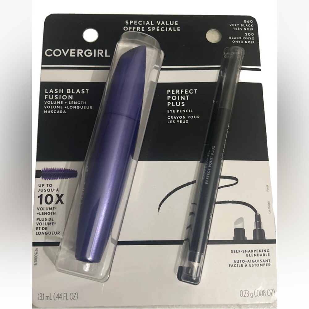 CoverGirl LashBlast Fusion 2pcs. Mascara 860 VERY BLACK + 200 BLACK ONYX Pencil